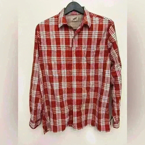 L.L. Bean Mens Button Down Shirt Red Plaid Long Sleeve Traditional Fit Collar M - Picture 1 of 5